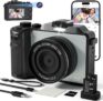 Câmera Digital 4K para fotografia, LucZeng Câmera Vlogging de 48 MP para YouTube com cartão TF de 64 GB, tela LCD de 3″, antirvibração, zoom digital de 18x, câmeras digitais compactas para viagens