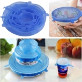 068 – Kit Conjunto 6pçs Jogo Tampas De Silicone Ajustável Potes Universal Reutilizável Cozinha