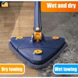 047 – Limpeza Mop 360 ° Esfregão Triangular Longo Dobrável