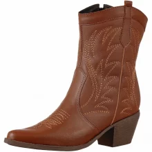 822 Bota Feminina Western Texana Cano Curto Bordada