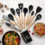 033 Kit C/12 Utensílios De Cozinha Silicone Cabo Madeira