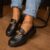 754 Mocassim Feminino Tratorado Corrente Preto Verniz Confortável Top