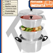 913 Panela Multiuso 3 em 1 forma de pudim banho maria cozimento a vapor escorredor