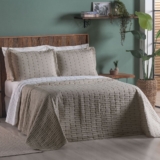 761 Cobre Leito Kit Colcha Percal CASAL ToqueMacio Bordado Decor