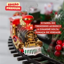 856.4 Trem Elétrico Ferrorama Árvore Natal Locomotiva Solta Fumaça Original Pista no Chão ou na Árvore Decoração Mágica