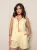 Conjunto 8012 feminina blusa elastica atras com faixa / short com bolso tecido luis twill