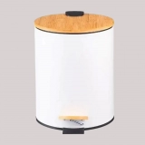 824 Lixeira inox 5 litro ou 3 litros com tampa de bambu pedal banheiro com alça cesto removível diversos modelos