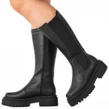 822.2 Bota Montaria GiGiL Feminina Cano Longo Rasteira Ajusta Na Perna Confortável Moda Elástico