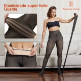 823 ROMANTIC CROWN Meia-Calça Feminina Legging Térmica Forrada Peluciada de Lã Super Elástica Slim