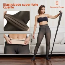 823 ROMANTIC CROWN Meia-Calça Feminina Legging Térmica Forrada Peluciada de Lã Super Elástica Slim