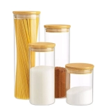 848.2 Pote de vidro com tampa de Bambu 500mL 1000mL 1250mL 1500mL