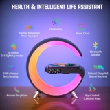 423 Carregador sem Fio, Alarme, Relógio, Lâmpada de Mesa com Bluetooth Alto-Falante