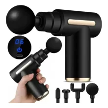 890 Massageador Elétrico Profissional Muscular Pistola Portátil Original c/ 6 Níveis e 4 Ponteiras