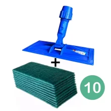 912 Kit Suporte para Fibra com 10 Fibras 250x100mm Multiuso para Limpeza de Pisos e Superfícies