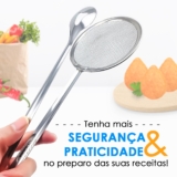 032 Escumadeira De Fritura Em Inox Pegador Escorredor Para Óleo