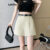 772 Lovito Shorts casuais com estrutura de bolso liso para mulheres