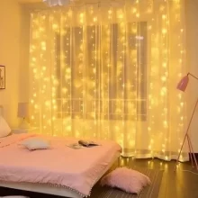 Cortina 300 Leds 3×3 Metros Festa Casamento Eventos Natal Branco Amarelo